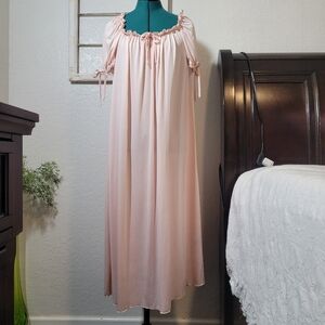 Shein Pink Datin Babydoll Nightgown with Ruffle Tie Details Size Medium